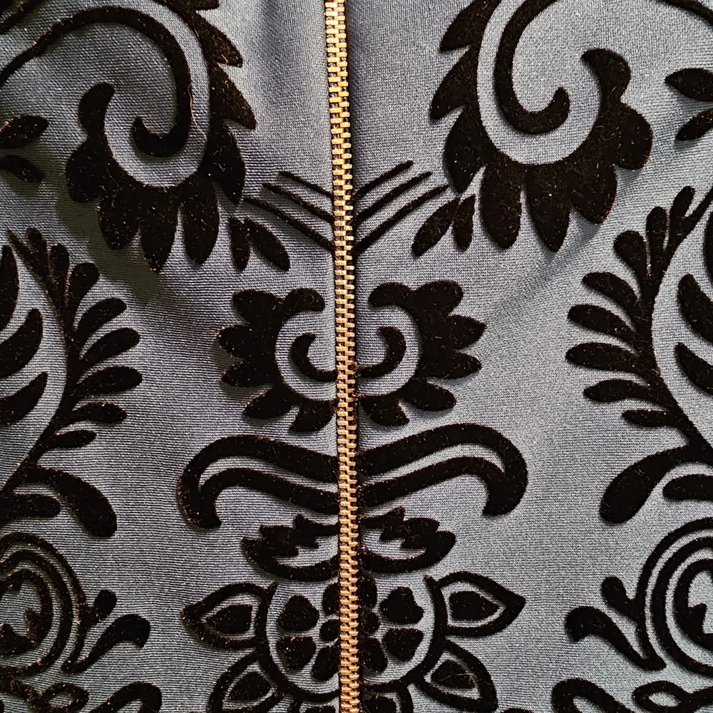 Danny & Nicole Teal and Black Flocked Sheath Dress, 18W - Picture 5 of 5